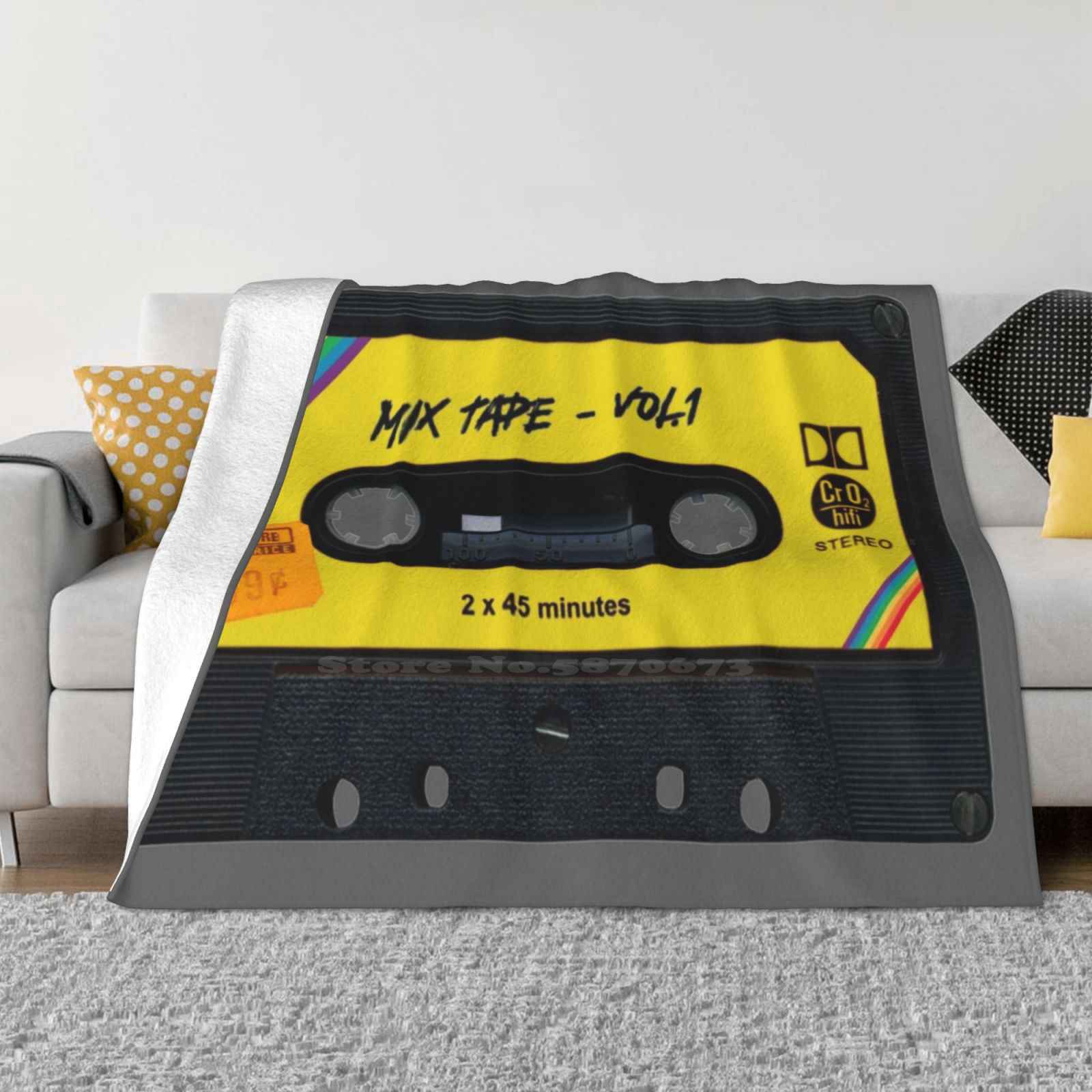 Cassette Tape , Nostalgy , Retro , Cool. Creative Design Light Thin Soft Flannel Blanket Retro Music 80S Vintage Cassette Tape 30x40in